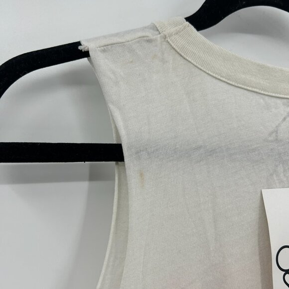 NWT CHASER *Flawed* Ivory Pink Flamingo Rose Crop Summer Tank Top Size Medium - Picture 5 of 5